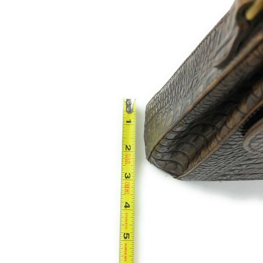 VTG Brahmin Brown Leather Crocodile Horn Crossbody - Picture 7 of 8